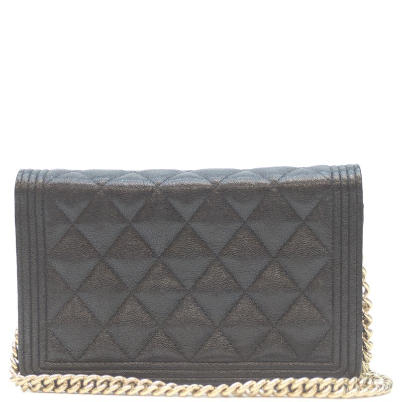 Chanel No 28 Ap1117 Black Caviar Ghardware Boy Chanel Chain Wallet
