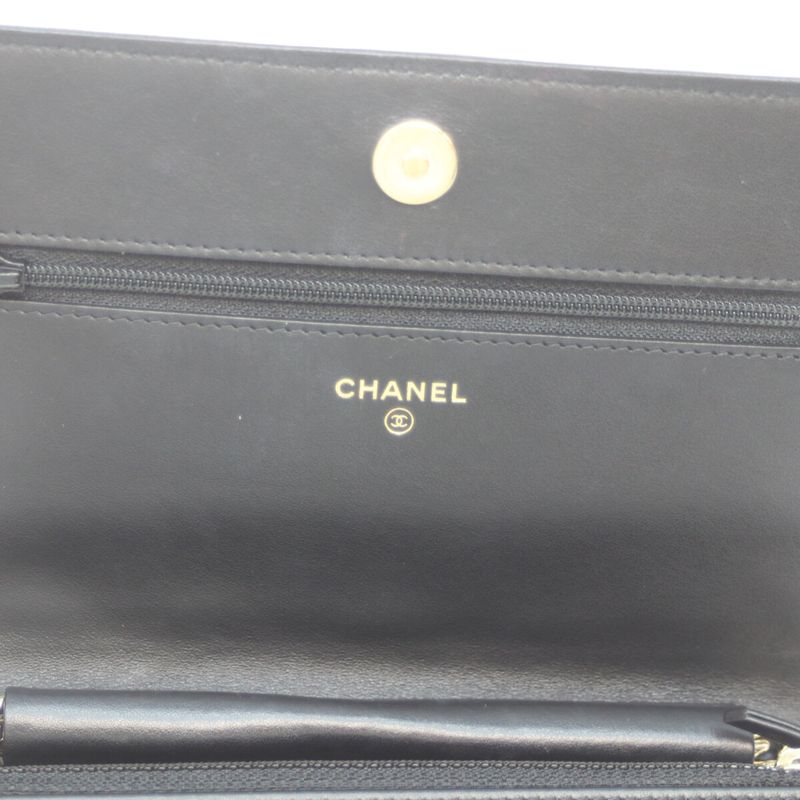 Chanel No 28 Ap1117 Black Caviar Ghardware Boy Chanel Chain Wallet