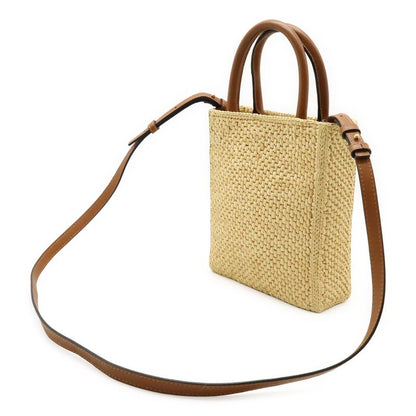 Loewe Standard A5 Tote Shoulder Bag Cage Bag Raffia Leather Natural Tan Brown