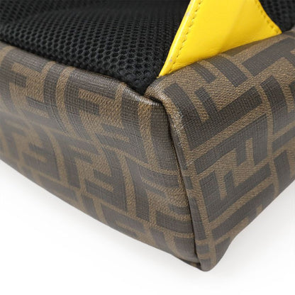 Fendi Zucca Pattern Backpack Sac PVC Leather Khaki Brown Black Yellow Silver