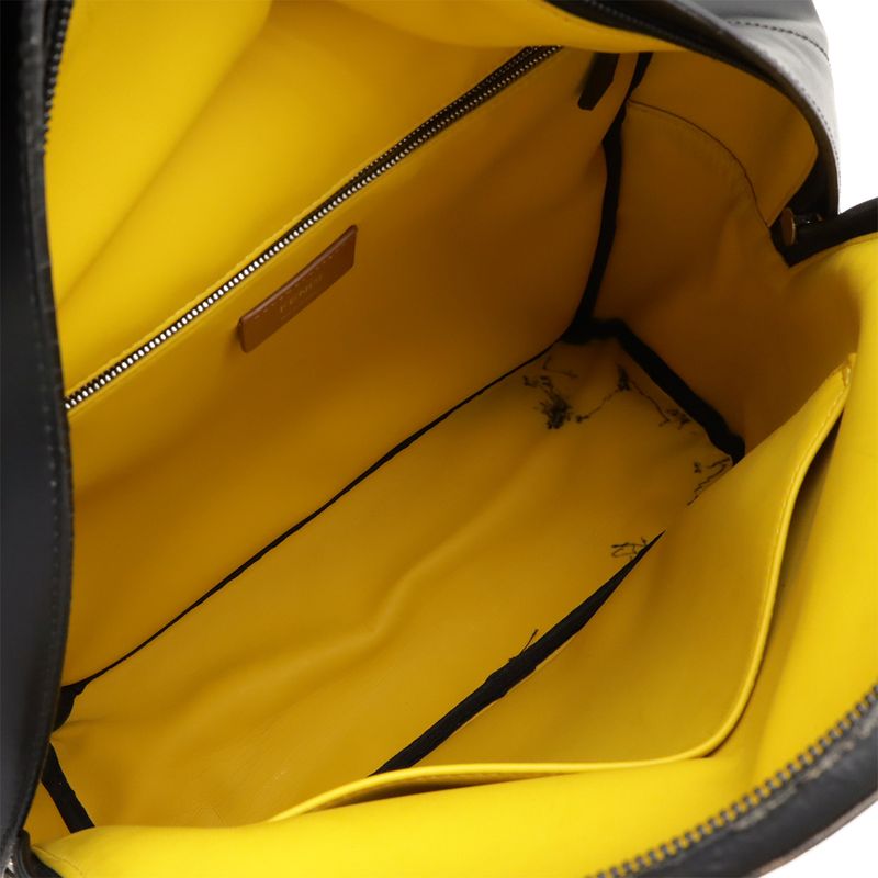 Fendi Zucca Pattern Backpack Sac PVC Leather Khaki Brown Black Yellow Silver