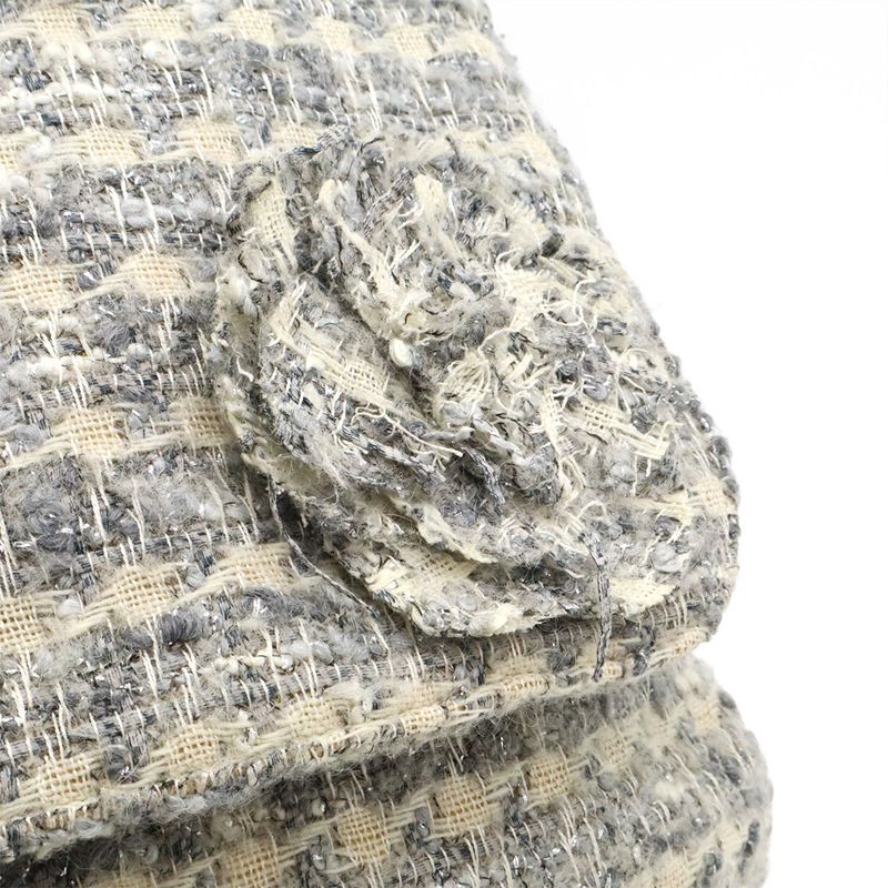 Chanel Camellia Tweed Chain Shoulder Bag Crossbody Grayish Multicolor Black