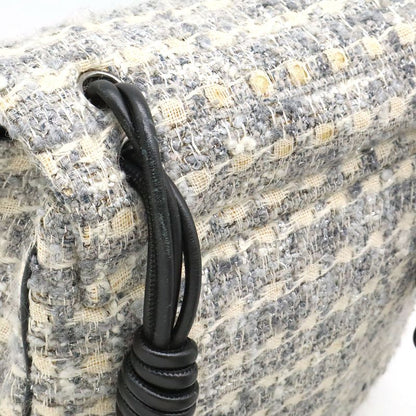 Chanel Camellia Tweed Chain Shoulder Bag Crossbody Grayish Multicolor Black