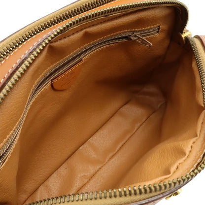 Celine Macadam Pattern Shoulder Bag Crossbody PVC Leather Dark Brown Gold