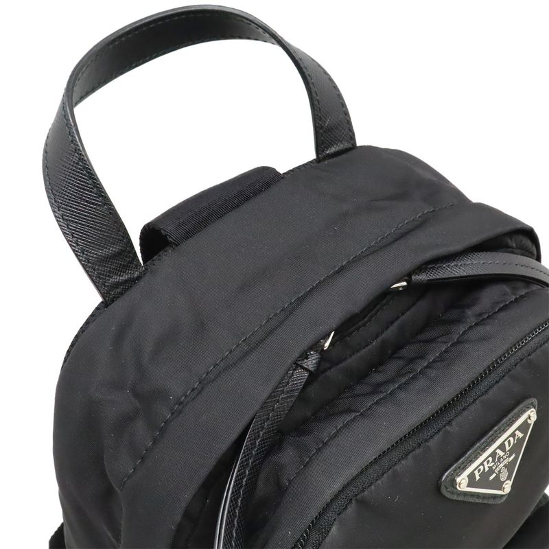 Prada Triangle Logo Body Bag Shoulder Bag Crossbody Nylon Leather NERO Black
