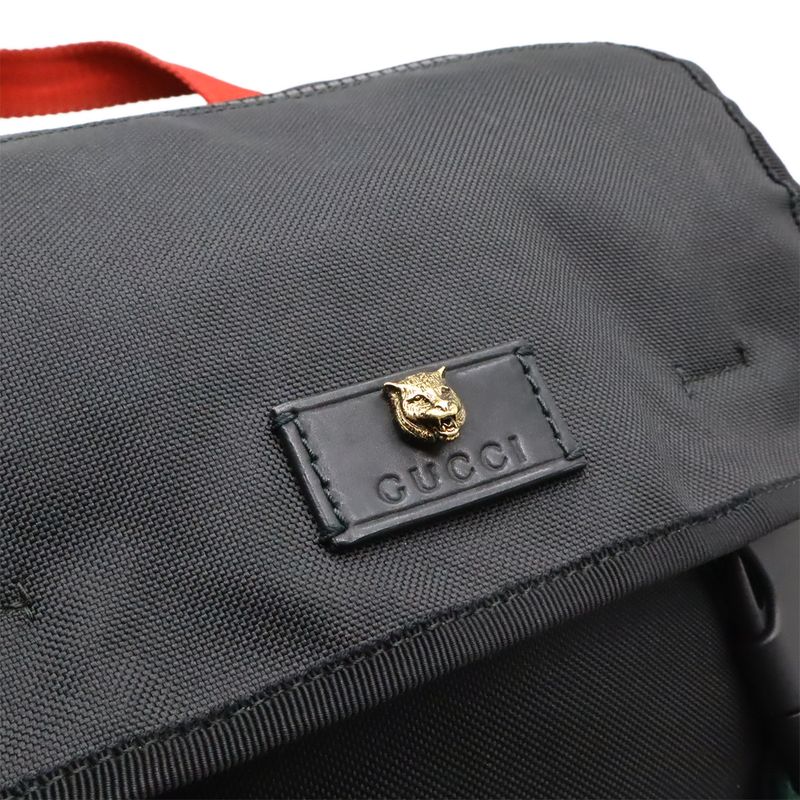 Gucci Techno Canvas Backpack Sac Cat Head Leather Mesh Black Navy Red Green