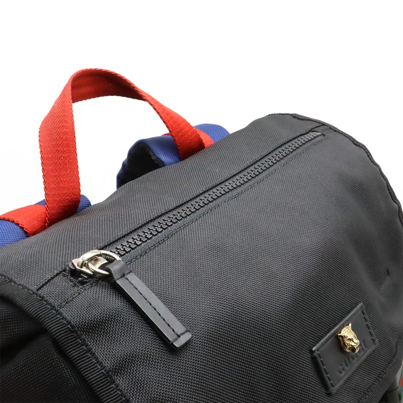Gucci Techno Canvas Backpack Sac Cat Head Leather Mesh Black Navy Red Green