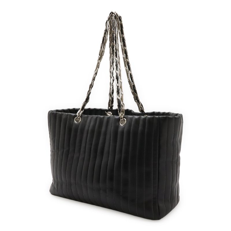 Chanel New Mademoiselle Tote Bag Shoulder Bag Chain Shoulder Leather Black
