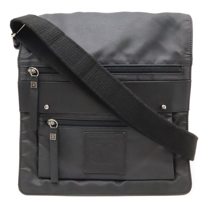 Chanel Sport Line Coco Mark Messenger Bag Shoulder Bag Crossbody Nylon Black