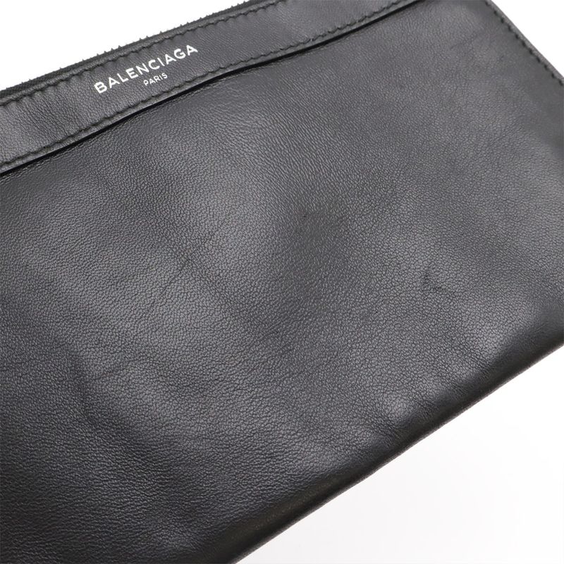 Balenciaga Navy Cabas S Tote Handbag Perforated Logo Leather Black With Pouch