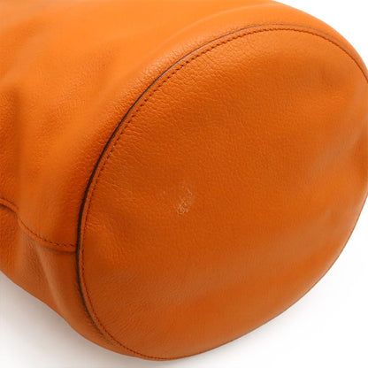 Prada Shoulder Bag Crossbody Bucket Shape Leather Orange Silver Hardware