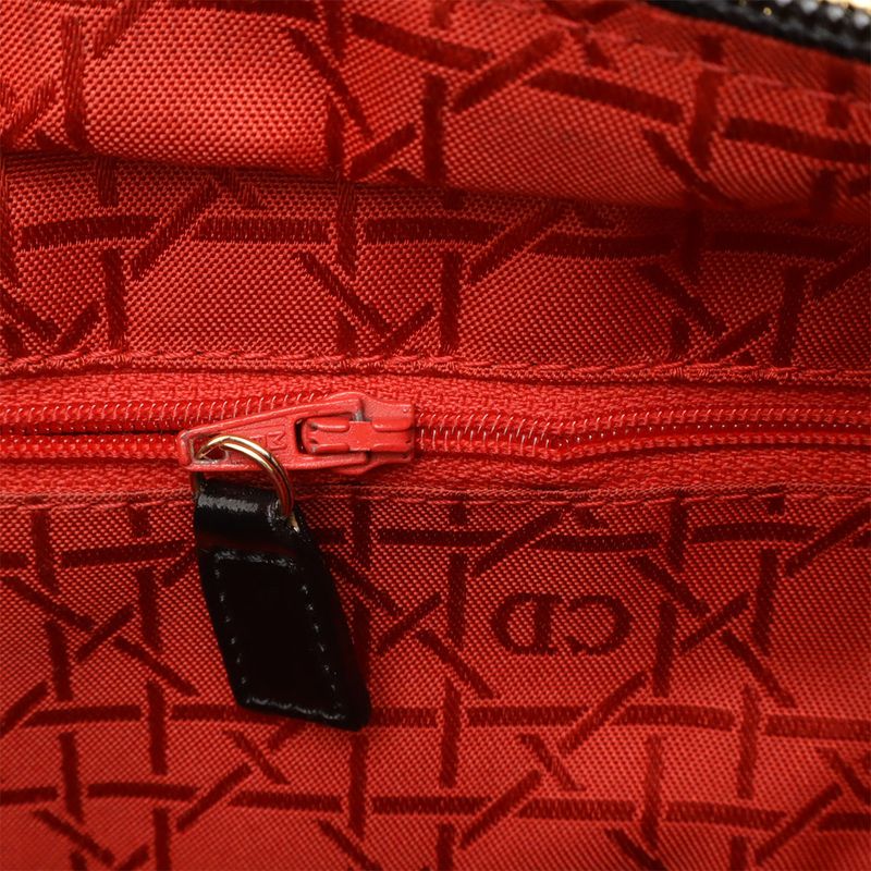 Christian DIOR Lady Dior Canage Handbag Tote Bag 2WAY Shoulder Nylon Black Gold