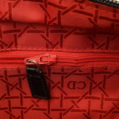 Christian DIOR Lady Dior Canage Handbag Tote Bag 2WAY Shoulder Nylon Black Gold