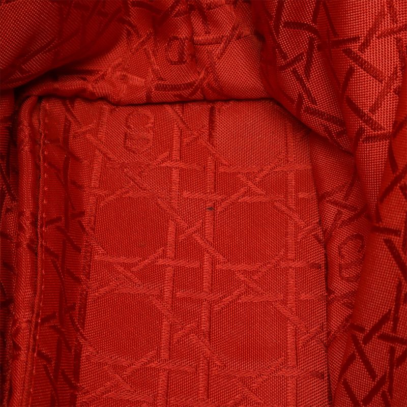 Christian DIOR Lady Dior Canage Handbag Tote Bag 2WAY Shoulder Nylon Black Gold