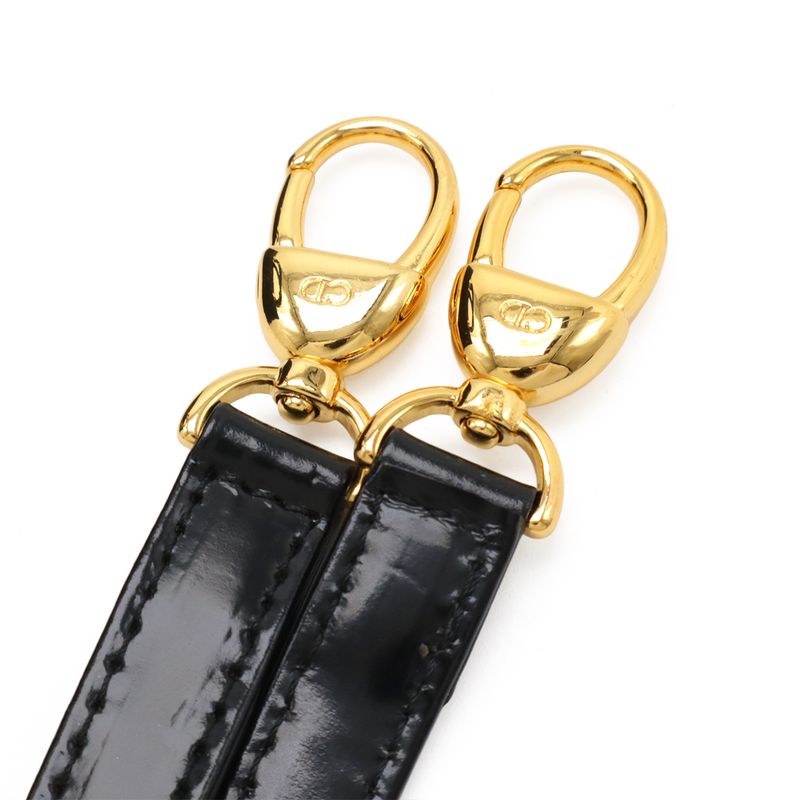 Christian DIOR Lady Dior Canage Handbag Tote Bag 2WAY Shoulder Nylon Black Gold