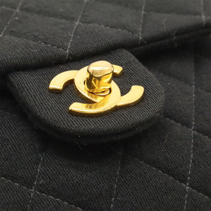 Chanel Mini Matelasse Coco Mark Chain Shoulder Bag Pochette Cotton Black Gold