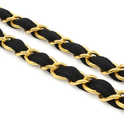 Chanel Mini Matelasse Coco Mark Chain Shoulder Bag Pochette Cotton Black Gold