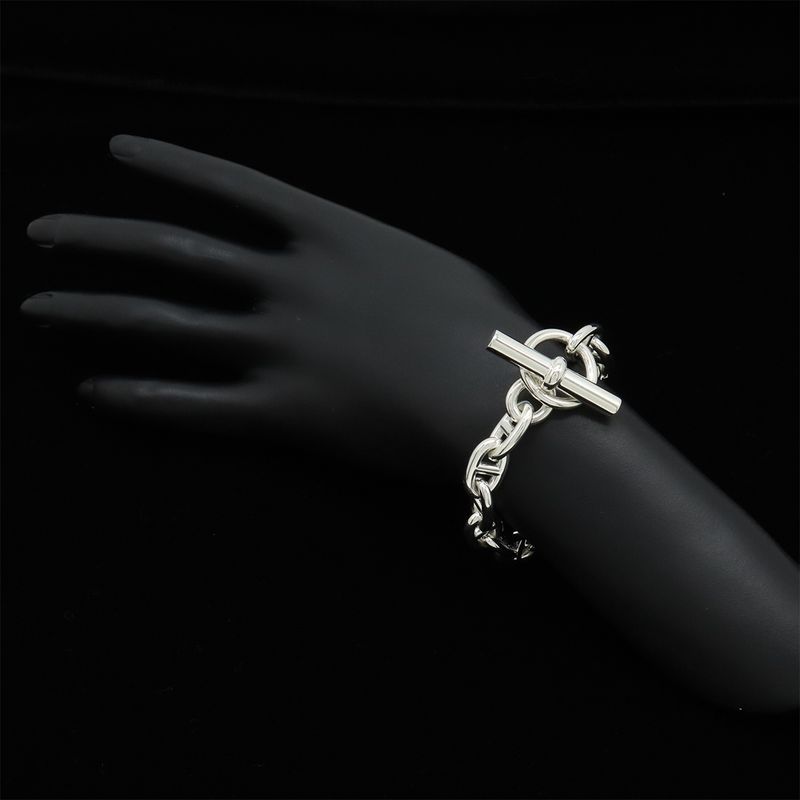 Hermes Chaine D'ancre Bracelet MM 12 Frames Ag925 Sv925 Silver