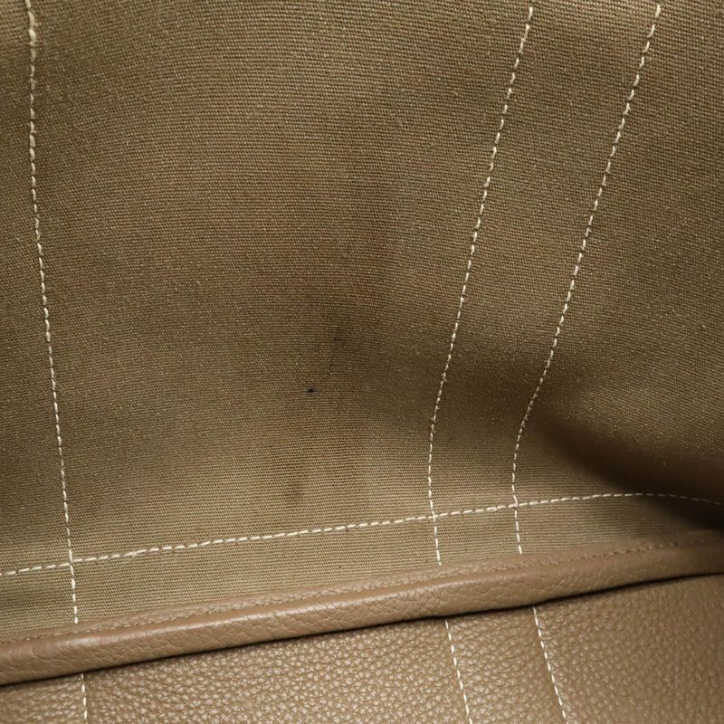 Hermes Garden Party TPM Tote Handbag Leather Toile Officier Etoupe Silver