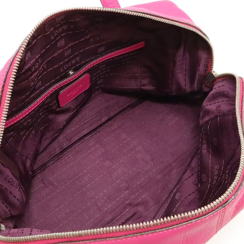 Loewe Heritage Mini Boston Bag Handbag Leather Fuchsia Pink Gold Hardware