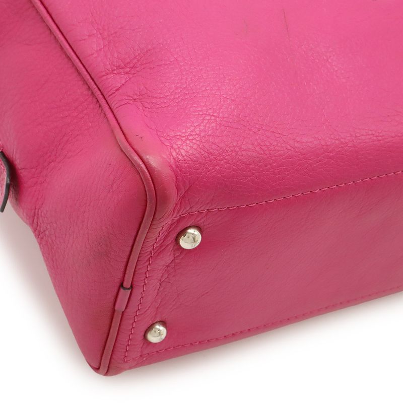 Loewe Heritage Mini Boston Bag Handbag Leather Fuchsia Pink Gold Hardware