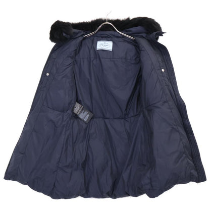 Prada  Official 29e117 R212 Triangle Plate Sheepskin Fur Hooded Down