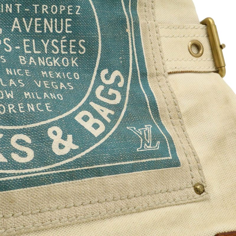 Louis Vuitton Cruise Line Globe Shopper MM Tote Bag Shoulder Bag Blue Natural