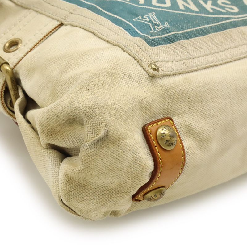 Louis Vuitton Cruise Line Globe Shopper MM Tote Bag Shoulder Bag Blue Natural