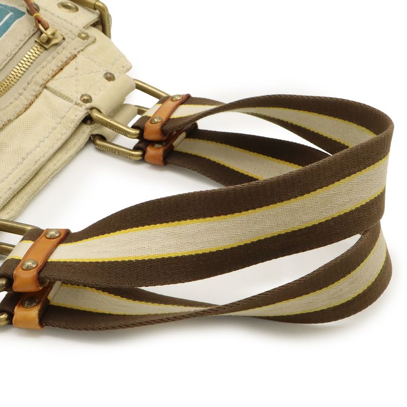 Louis Vuitton Cruise Line Globe Shopper MM Tote Bag Shoulder Bag Blue Natural