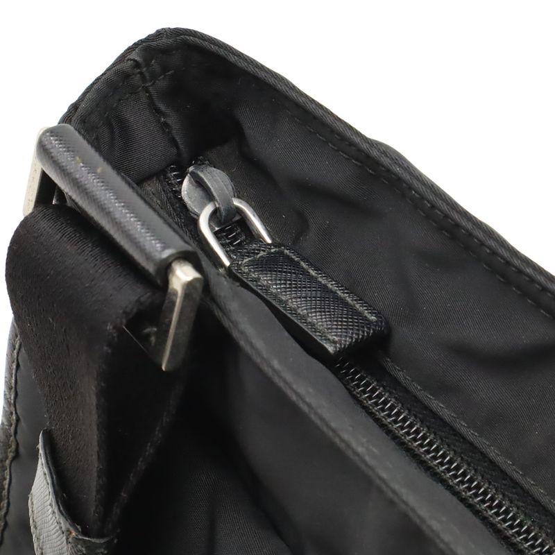 Prada Logo Jacquard Triangle Logo Shoulder Bag Messenger Bag Nylon Leather NERO