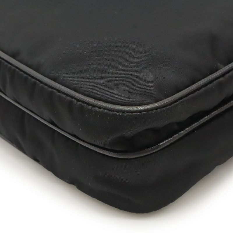 Prada Logo Jacquard Triangle Logo Shoulder Bag Messenger Bag Nylon Leather NERO