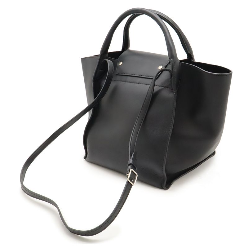 Celine Big Bag Small Handbag 2WAY Shoulder Bag Crossbody Leather Black Silver