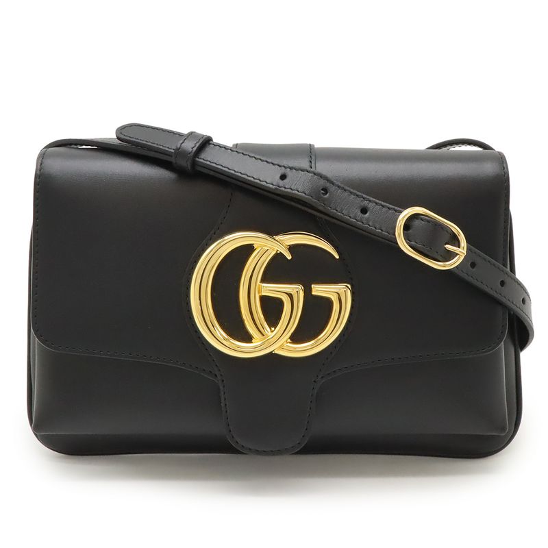 Gucci GG Marmont Ally Small Shoulder Bag Pochette Leather Black Gold Hardware