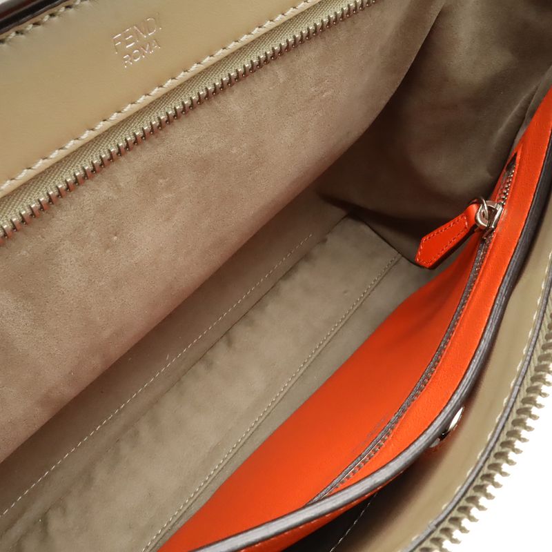 Fendicom Handbag 2WAY Shoulder Bag Semi-shoulder Leather With Pouch Glazed