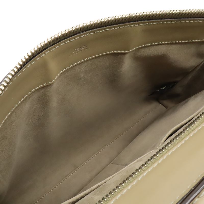 Fendicom Handbag 2WAY Shoulder Bag Semi-shoulder Leather With Pouch Glazed