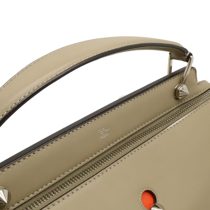 Fendicom Handbag 2WAY Shoulder Bag Semi-shoulder Leather With Pouch Glazed