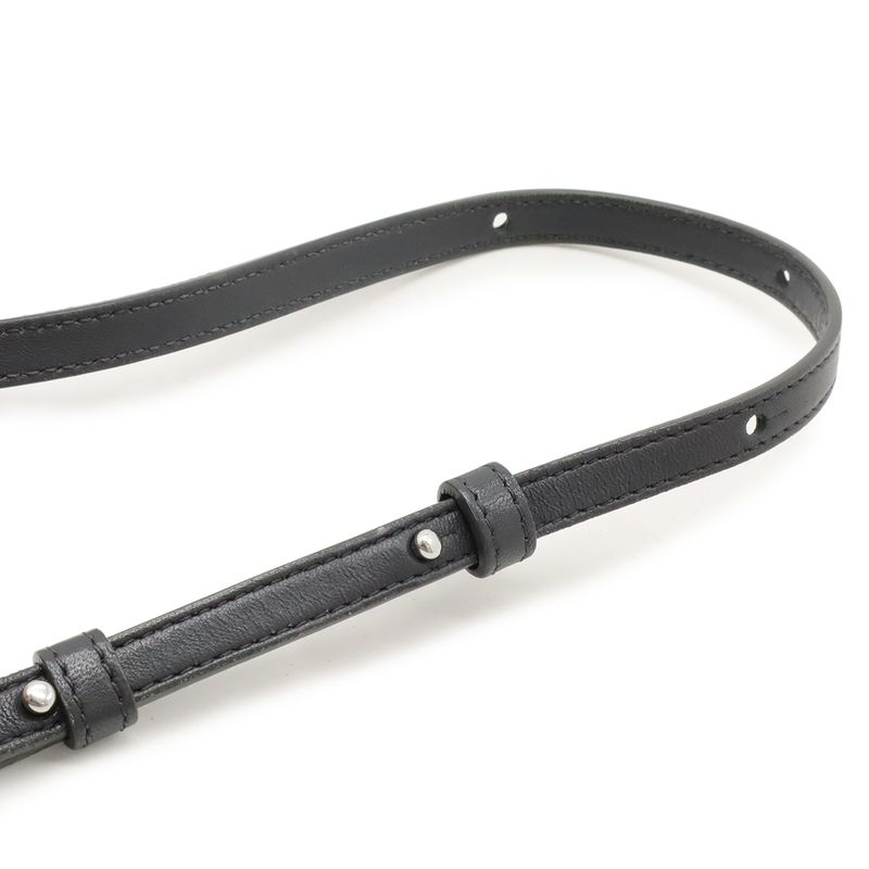 Celine Trio Large Shoulder Bag Pochette Crossbody Pouch Leather Gray Silver