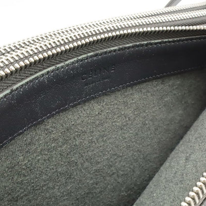 Celine Trio Large Shoulder Bag Pochette Crossbody Pouch Leather Gray Silver