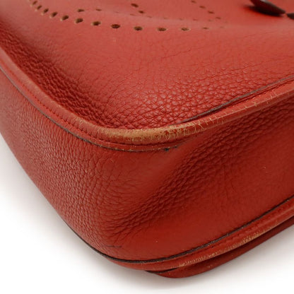 Hermes Evelyn II 2 PM Shoulder Bag Crossbody Togo Leather Rouge Vif Red Silver