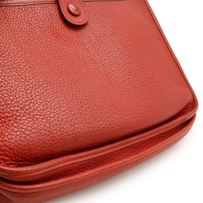 Hermes Evelyn II 2 PM Shoulder Bag Crossbody Togo Leather Rouge Vif Red Silver