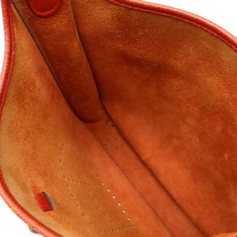 Hermes Evelyn II 2 PM Shoulder Bag Crossbody Togo Leather Rouge Vif Red Silver