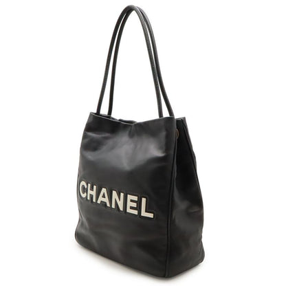 Chanel Camellia Logo Tote Shoulder Bag Shoulder Tote Shoulder Leather Black