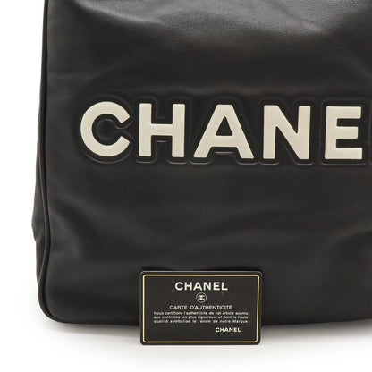 Chanel Camellia Logo Tote Shoulder Bag Shoulder Tote Shoulder Leather Black