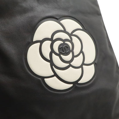 Chanel Camellia Logo Tote Shoulder Bag Shoulder Tote Shoulder Leather Black