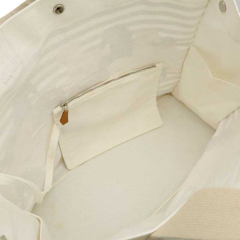 Hermes Cheveaune Camouflage Tote Bag Shoulder Bag Beach Bag Canvas Ecru White