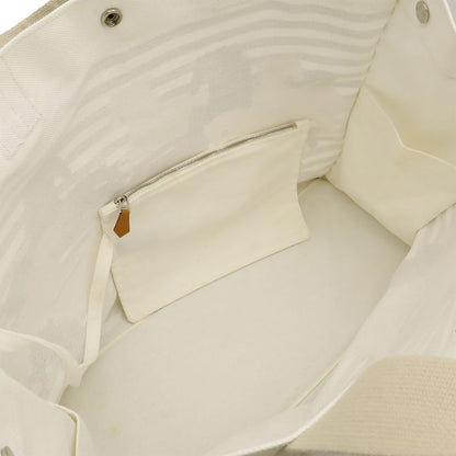 Hermes Cheveaune Camouflage Tote Bag Shoulder Bag Beach Bag Canvas Ecru White
