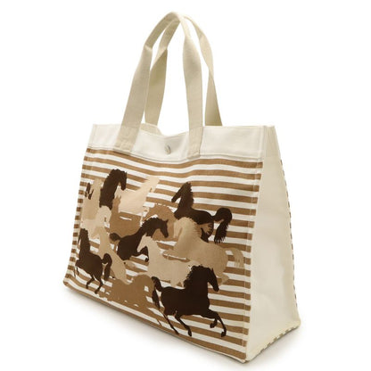 Hermes Cheveaune Camouflage Tote Bag Shoulder Bag Beach Bag Canvas Ecru White