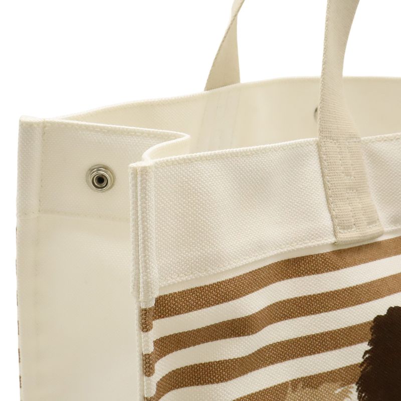 Hermes Cheveaune Camouflage Tote Bag Shoulder Bag Beach Bag Canvas Ecru White