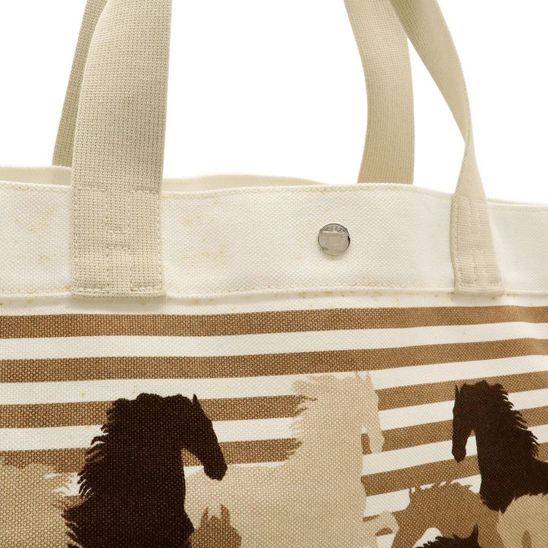 Hermes Cheveaune Camouflage Tote Bag Shoulder Bag Beach Bag Canvas Ecru White