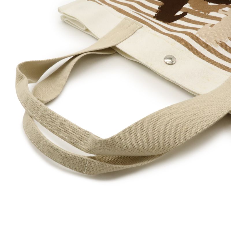 Hermes Cheveaune Camouflage Tote Bag Shoulder Bag Beach Bag Canvas Ecru White